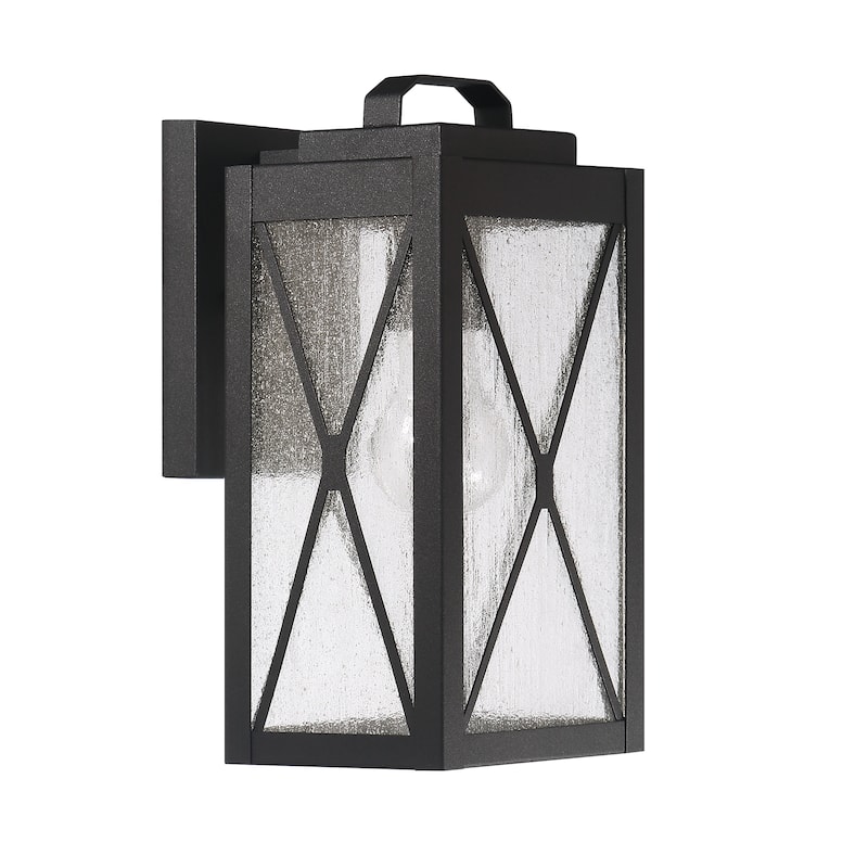 Charleston Metal and Glass Wall Mounted Outdoor Light - 6.4"L x 6.0"W x 12.0"H