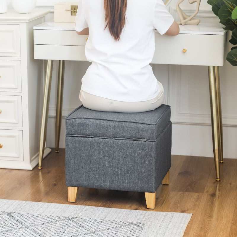 Adeco Square Storage Ottoman 17 inch Footstool