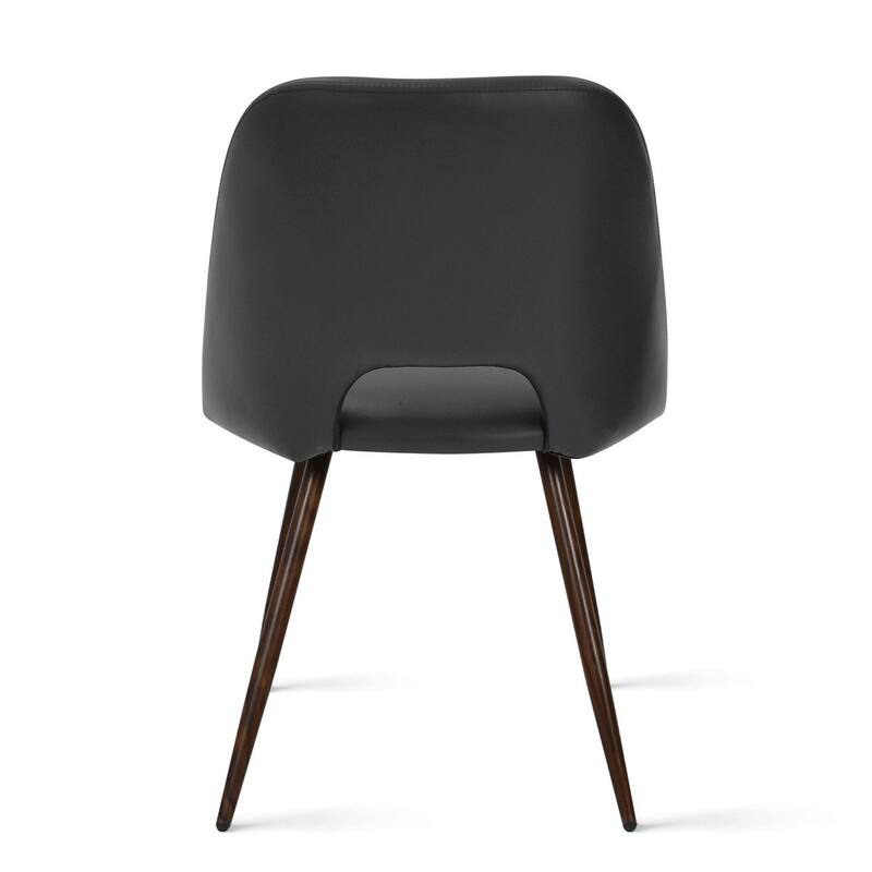 Faux Leather Modern Cutout Back Dining Chair with Walnut Leg（Set of 4)