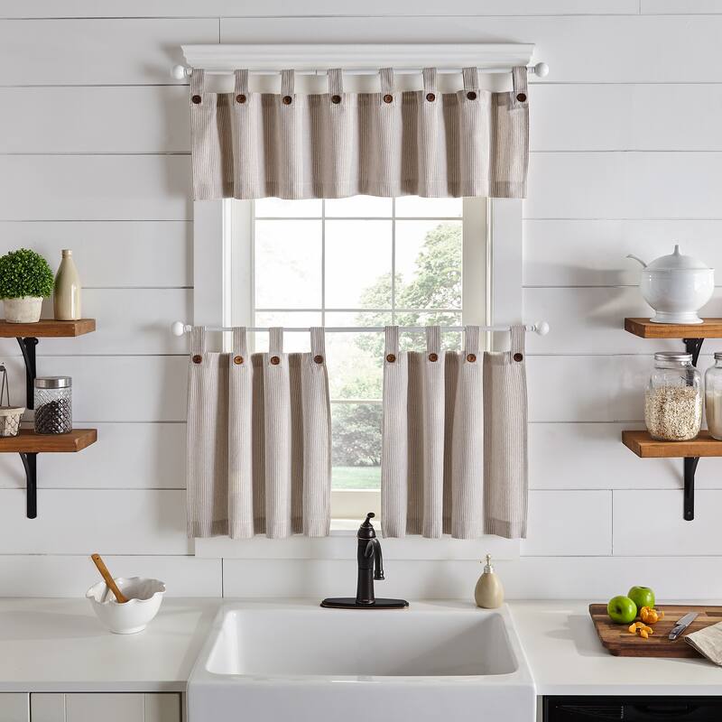 Tucker Ticking Stripe Kitchen Curtain Valance - 60"w x 15"l - 60"w x 15"l