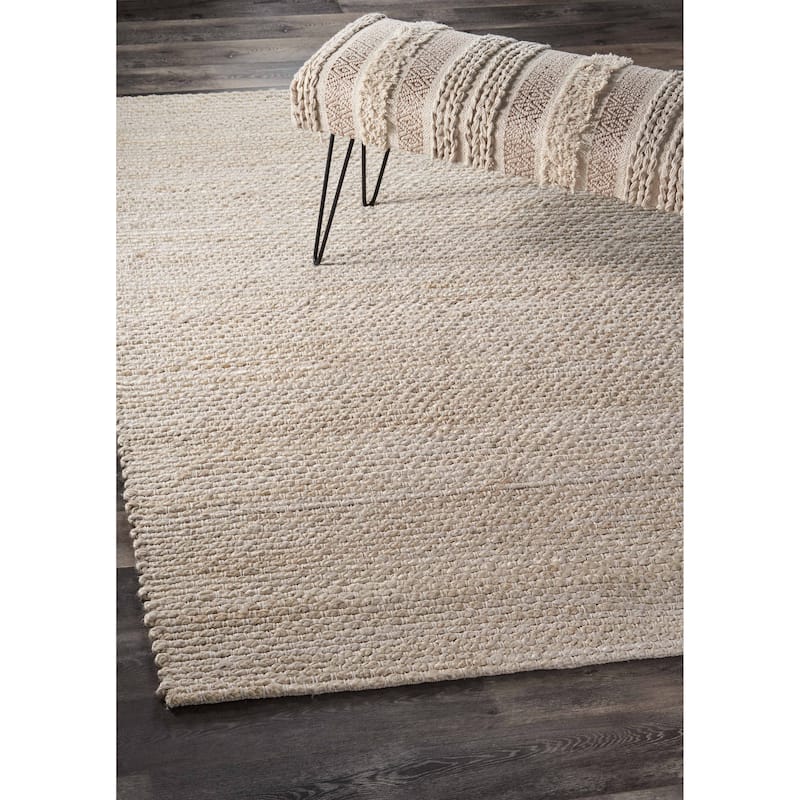 Violet Silver/Ivory Striped Hand-Woven Jute Indoor Area Rug by Sevita