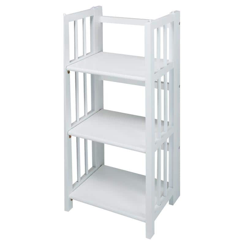 3-Shelf Folding 14-inch Wide Bookcase - White