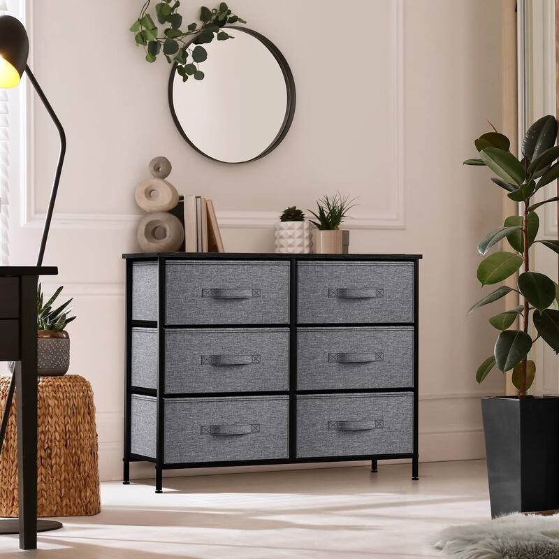 Extra Wide Dresser Organizer With 6 Drawers - Black