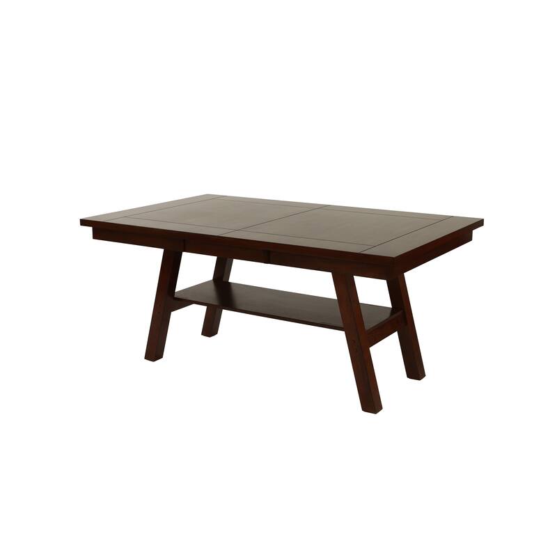 Dining Table Rectangle Dining Table w Shelve 1pc Table Only Rubber wood Dark Walnut Finish Dining Room Furniture