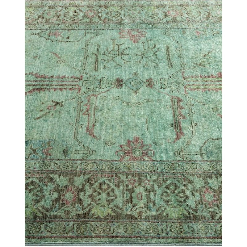 Overton Hand Knotted Wool Vintage Inspired Modern Contemporary Overdyed Blue Area Rug - 4' 3" x 6' 4"