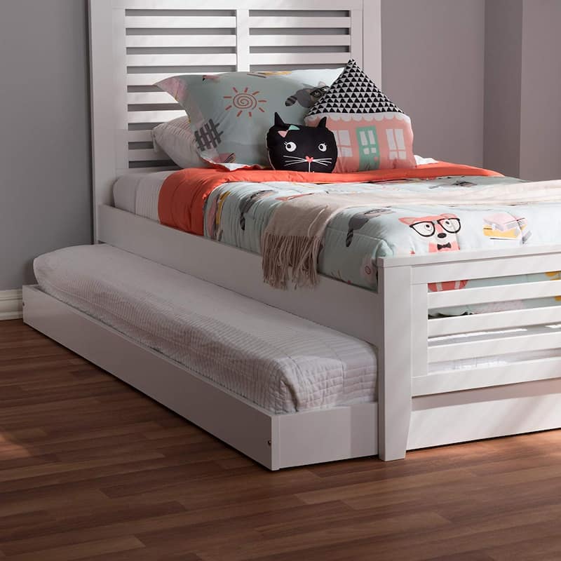 Twin Trundle Bed with Wheels - Boho Style Daybed Frame - Modern Bedroom Furniture