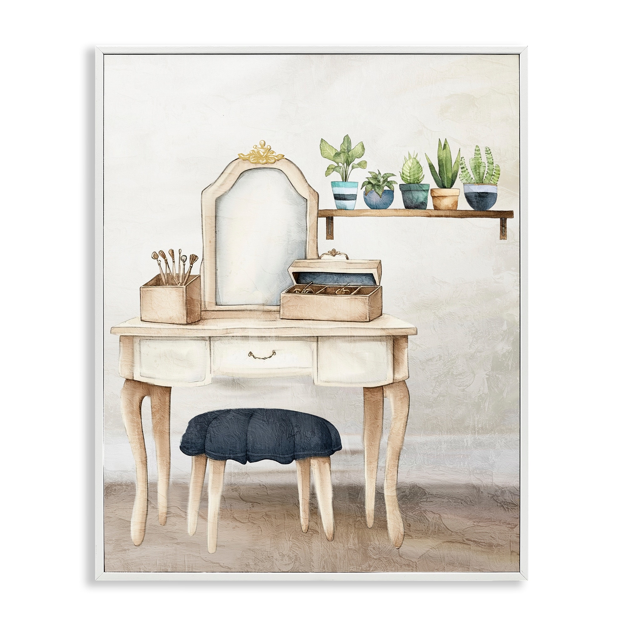 Stupell Blue Tub Bathroom Vanity Framed Giclee Art Design By Kim Allen
