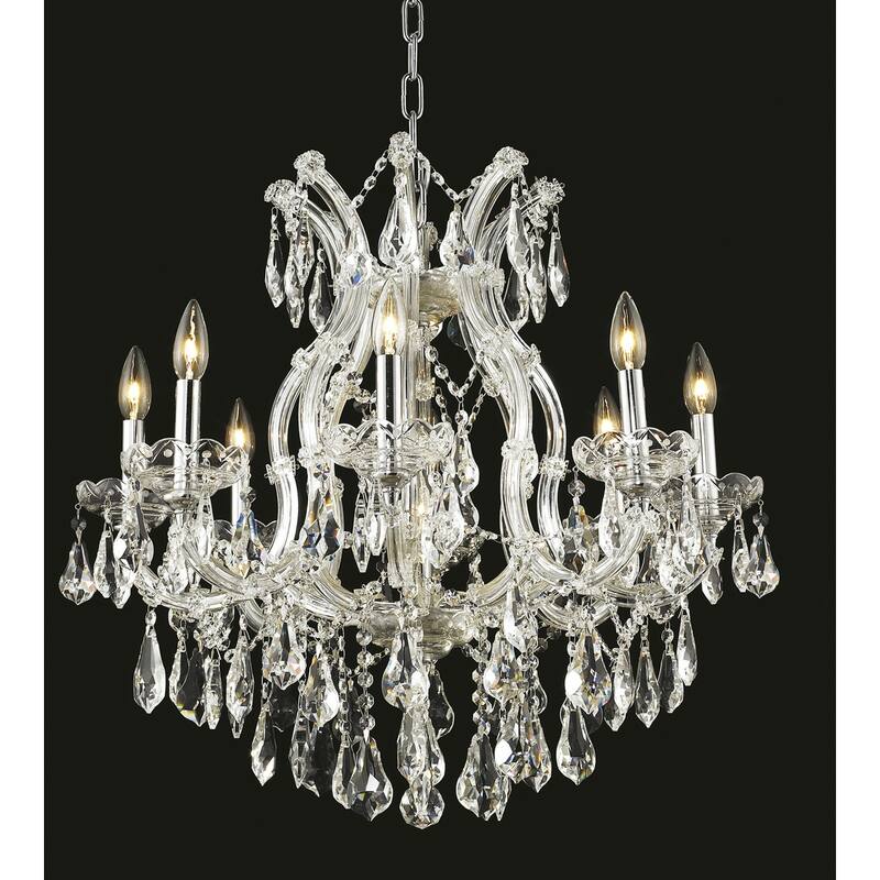 Fleur Illumination 9 light Chrome Chandelier - Chrome/royal cut crystals