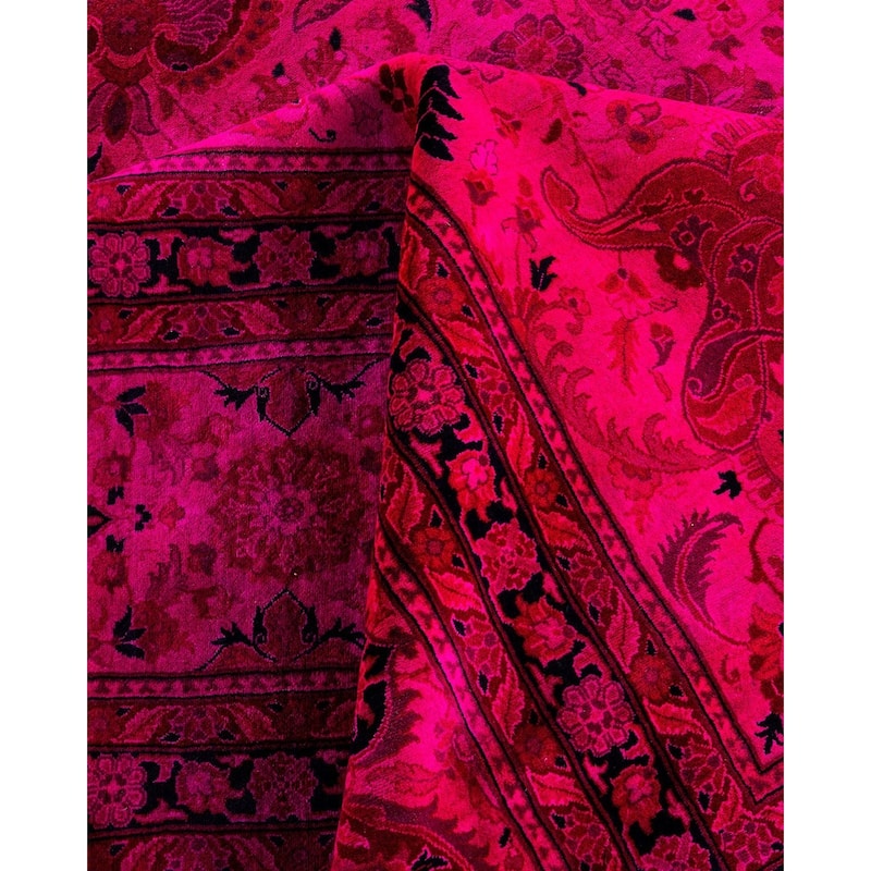 Overdyed, One-of-a-Kind Hand-Knotted Area Rug - Pink - 12' 1" x 18' 0"
