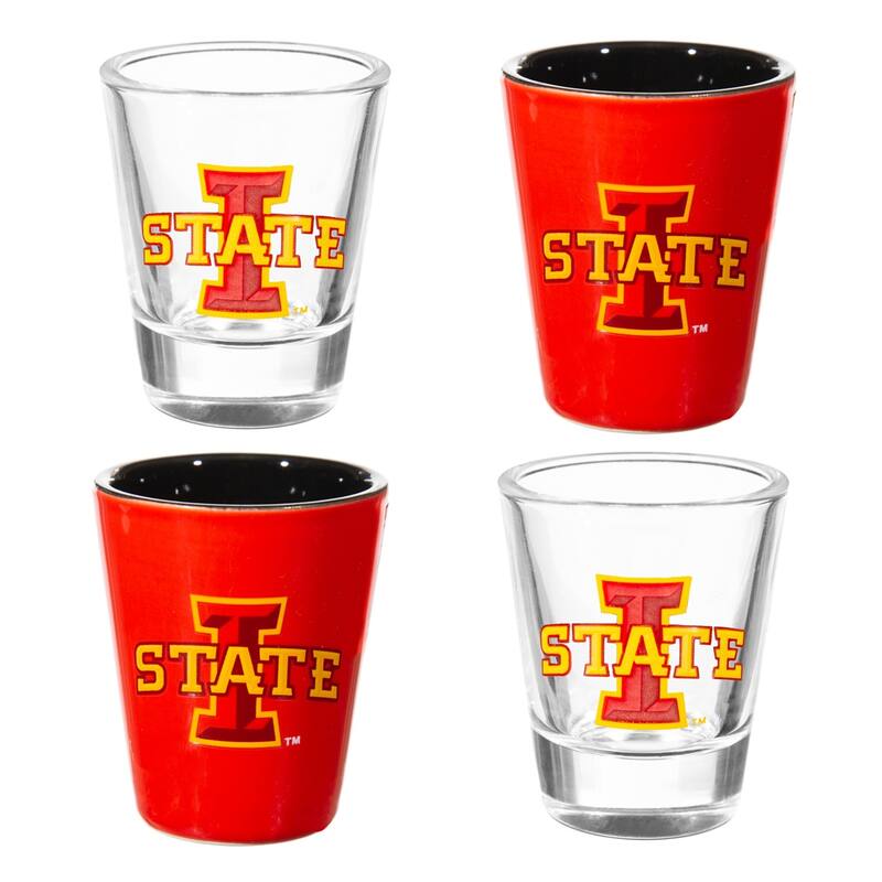 4-Piece Ceramic and Glass 2 oz. Shot Glass Set, Iowa State University
