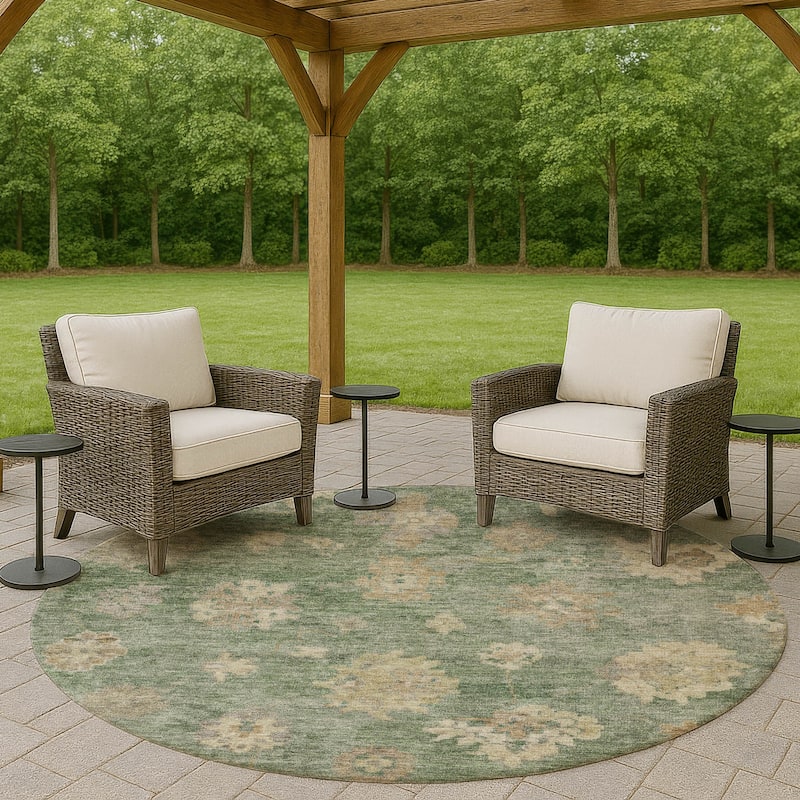 Machine Washable Indoor/ Outdoor Casual Traditional Chantille Rug - Fern - 8' x 8'