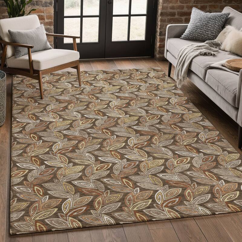 Machine Washable Indoor/ Outdoor Modern Rose Hill Chantille Rug