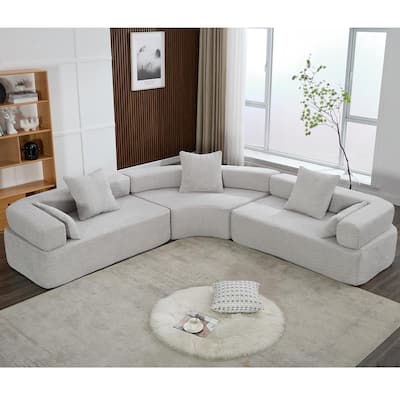 111" Oversized Boucle Upholstered L-Shaped Corner Modular Sectional Sofa, 3-piece Free Combination, No Assembly Required