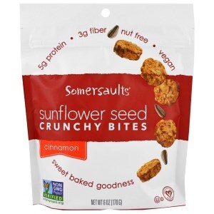 Somersaults Crunchy Sunflower Seed Bites - Cinnamon - Case of 6 - 6 oz.