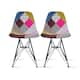 Set of 2 Mid-Century Modern Dining Side Chairs Armless Plastic Shell Seat with Black Metal Wire Eiffel Base, White