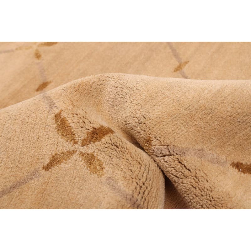 ECARPETGALLERY Hand-knotted Opulence Light Khaki Silk, Wool Rug - 3'4 x 4'8