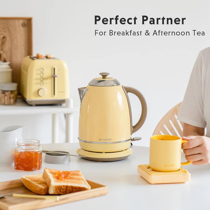 BUYDEEM 1.7L Stainless Steel Electric Tea Kettle with Auto ShutOff and