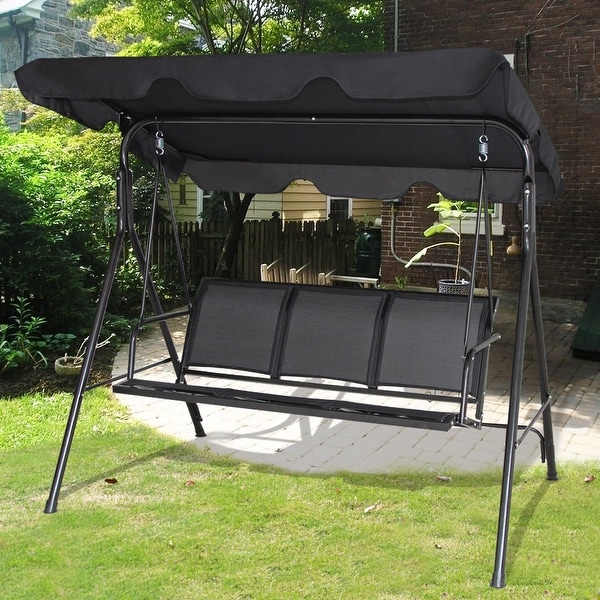 Costway Outdoor Patio Swing Canopy 3 Person Canopy Swing Chair