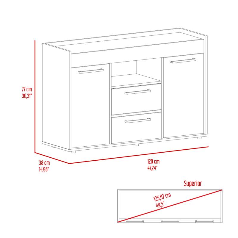 Chapella 2-Drawer Sideboard Dark Walnut