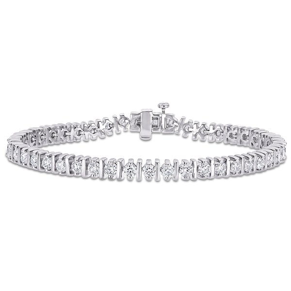 Miadora Sterling Silver 4 3/5ct TGW Created White Moissanite Tennis Bracelet. Opens flyout.