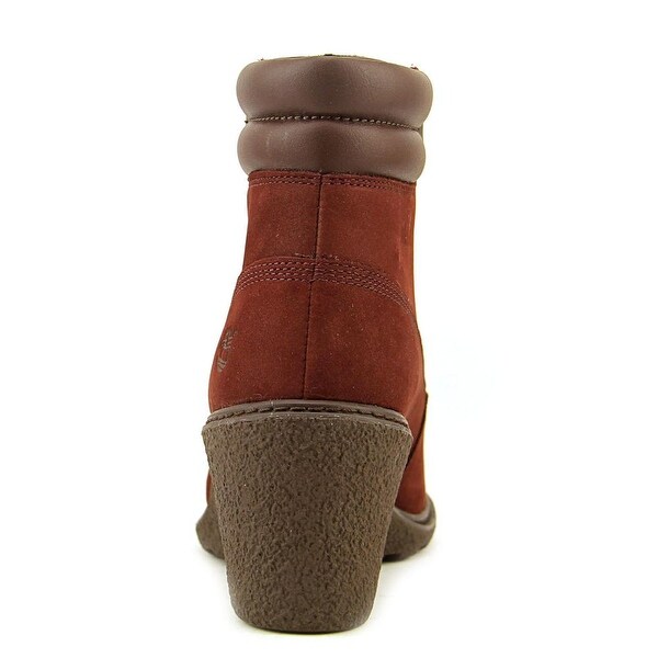 burgundy timberland heels