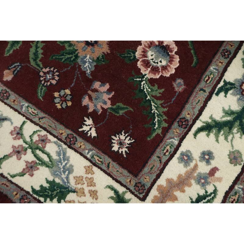 Hand Knotted Oriental 100% Wool Carpet Traditional All-Over Red Agra Area Rug - 5' 11'' X 3' 11''