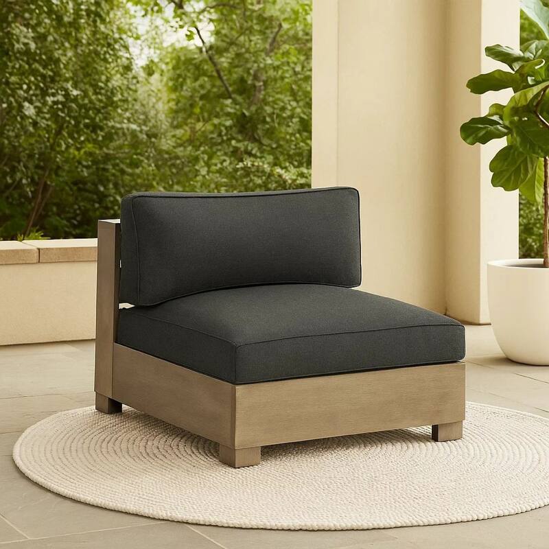 Mayo Outdoor Modular Armless Chair, Dark Gray Nuvella Fabric, Brown