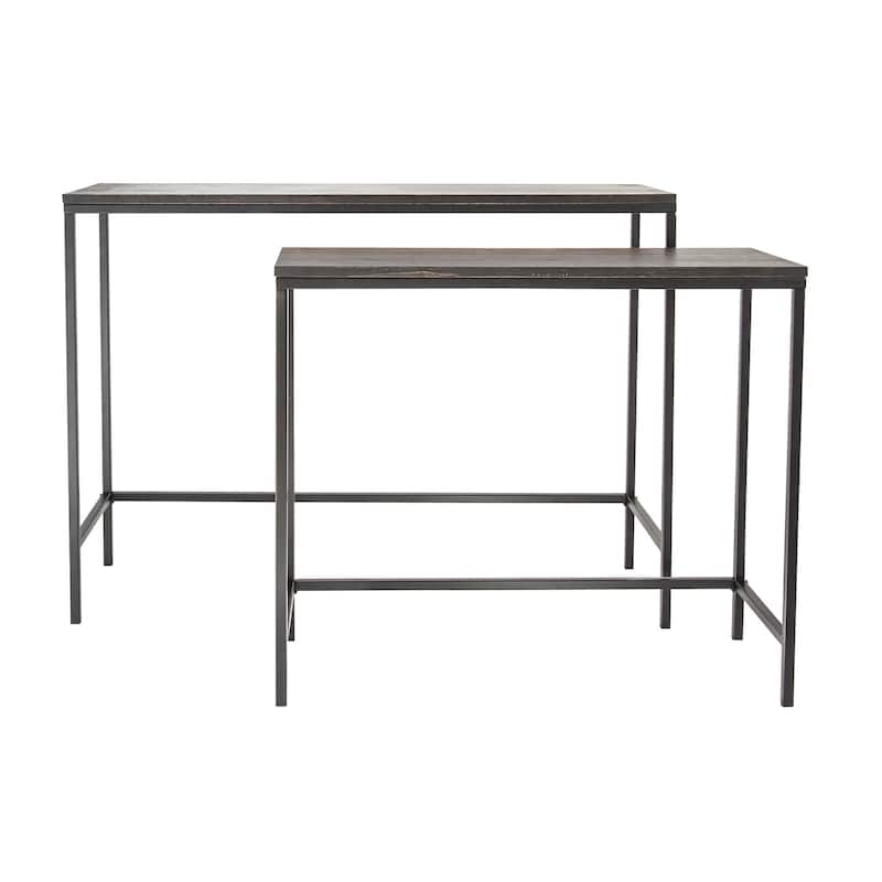 Black Wood & Metal Nesting Tables