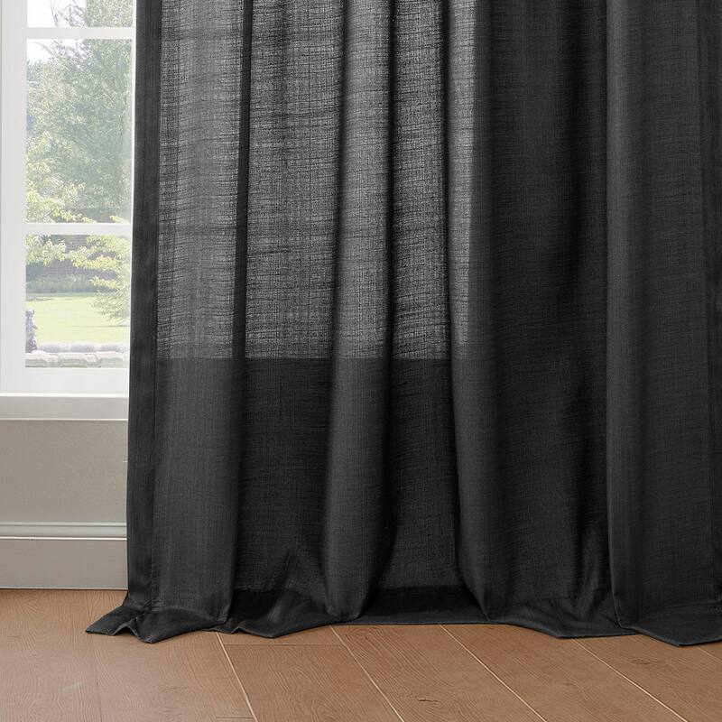 Exclusive Fabrics Rustic Linen Weave Light Filtering Curtains for Bedroom & Living Room Curtains - 2 Panel Drapes