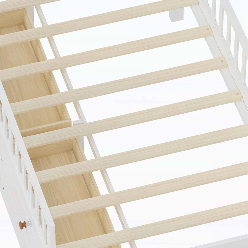 Versatile Wooden Twin Bed with Multiple Storage Options for Kids