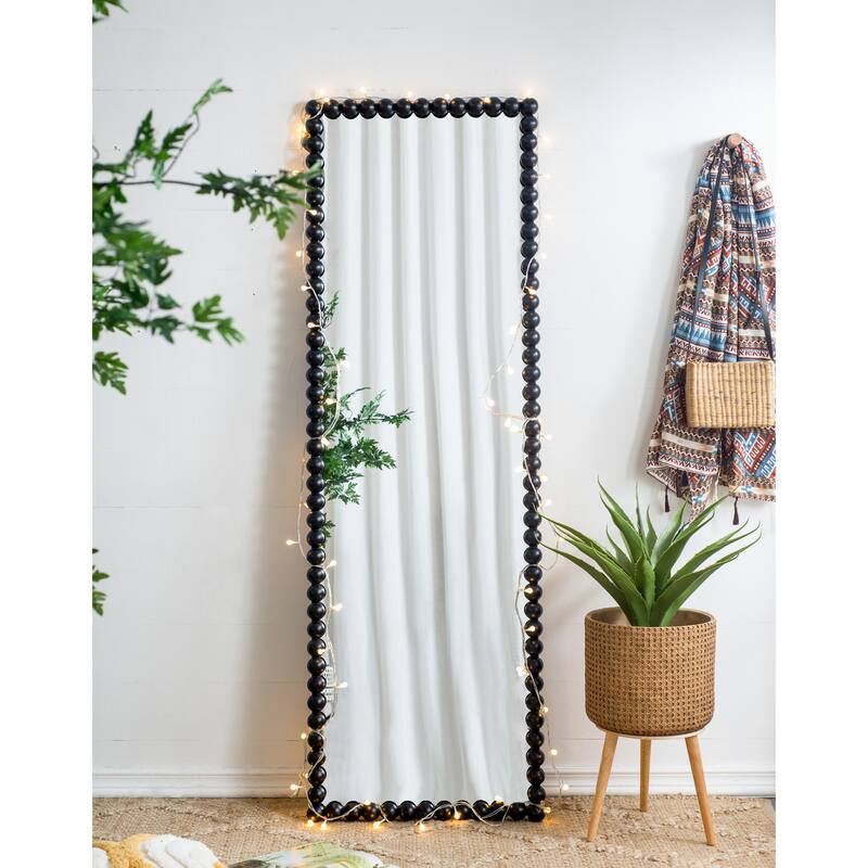 Full Length Rectangular Mirror with Metal Beaded Frame - Black - 23" x 72"