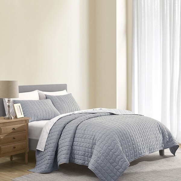Wonderful Brushed Microfiber Flannel Heathered Quilt Set. Opens flyout.