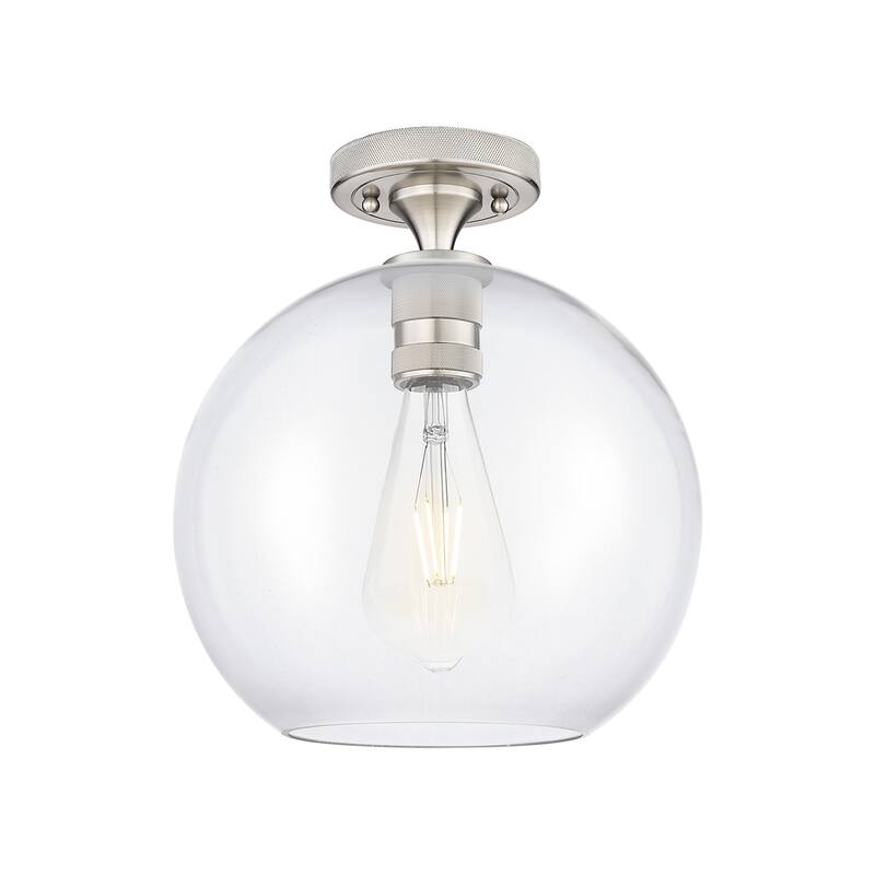 Innovations Lighting 434-1F-10-10 Crown Point Flush Mount Crown Point - Satin Nickel / Clear