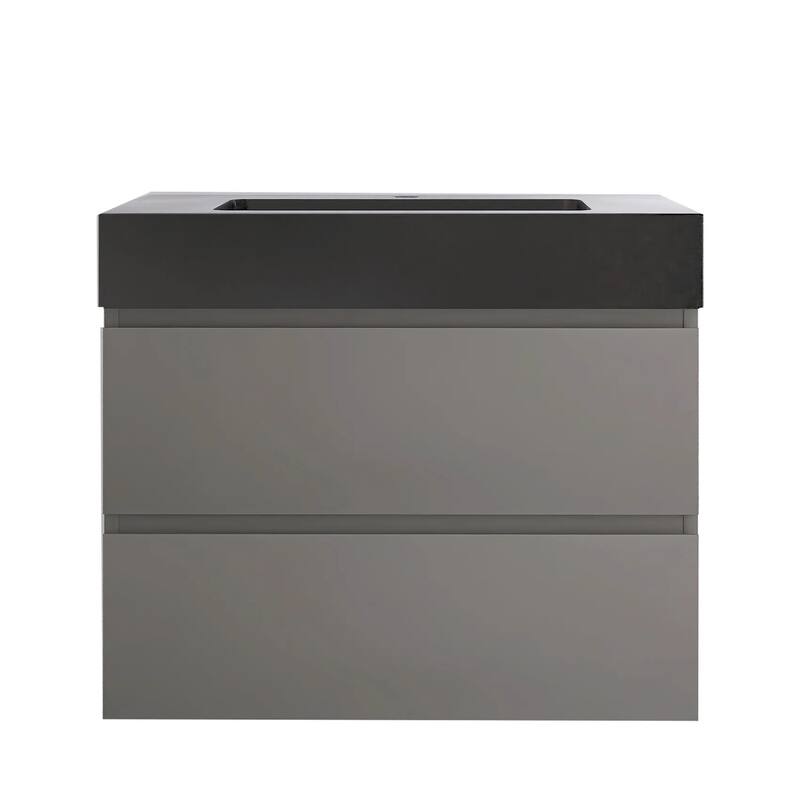 Single Sink Floating Bath Vanity in with Solid Surface Top