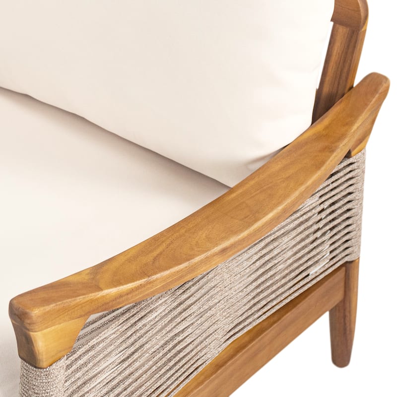 Christopher Knight Home - Riviera Acacia Wood Patio Club Chair with Woven Rope Accents