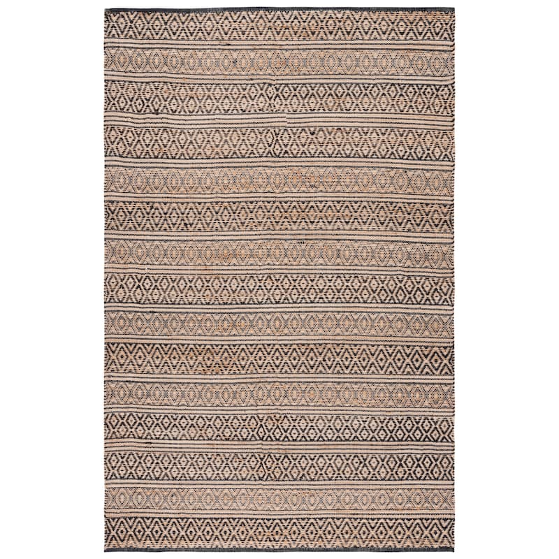 SAFAVIEH Flatweave Natural Fiber Valeryia Jute Rug - 6' Square - Black/Natural