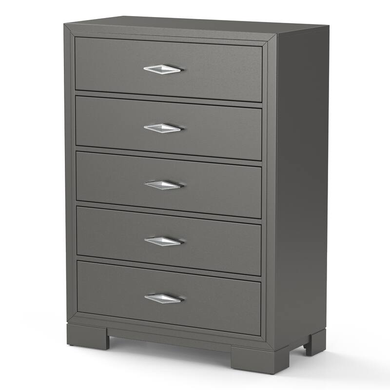 Furniture of America Lalt Modern 6-Piece Metallic Grey Wood Panel Bedroom Set with LED Light