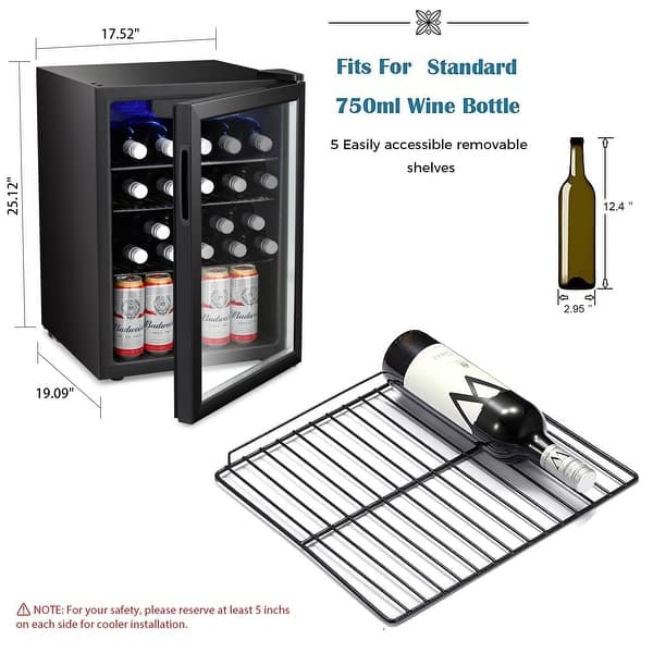 24 Bottle Wine Beverage Refrigerator Small Mini Wine Cellar Beer Soda Clear Glass
