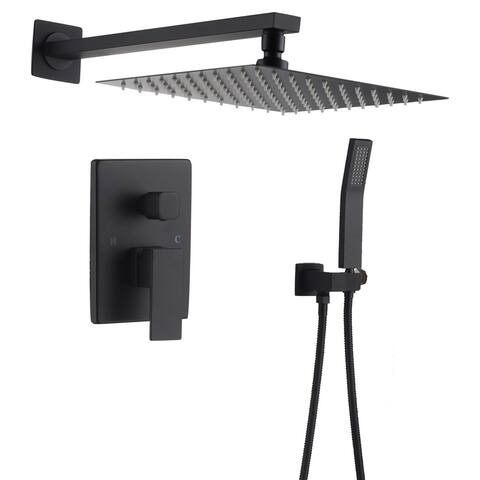 12 inch Shower System Black Shower Faucets Sets Complete with Two functions