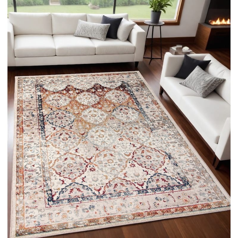 Qidi Power Loomed Floral Stain Resistant Area Rug By HomeRoots