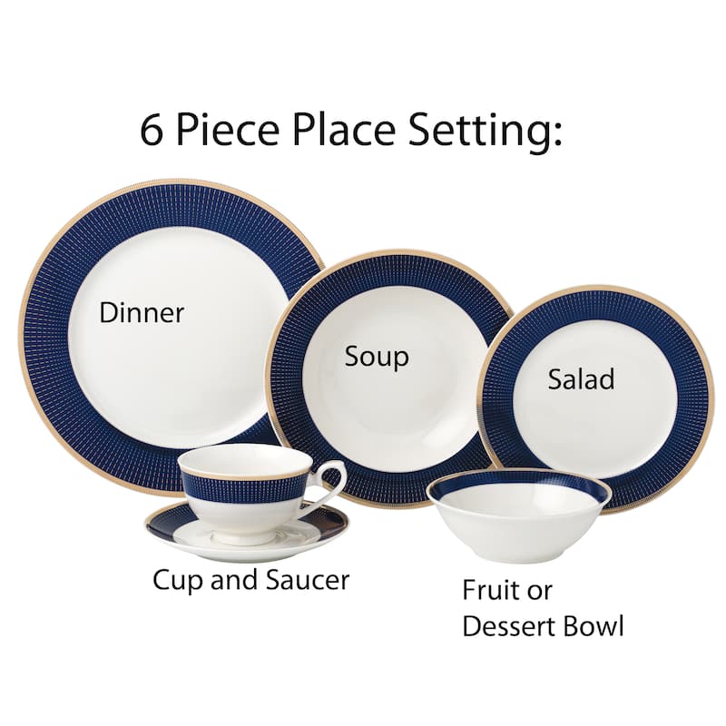 24 Piece Dinnerware Set-Bone China, Service for 4 by Lorren Home Trends