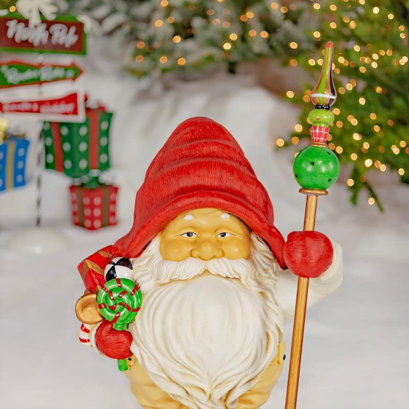 Set of Two 27.5" Tall Santa Gnomes Statues - 23.76"x24.65"x17.4"