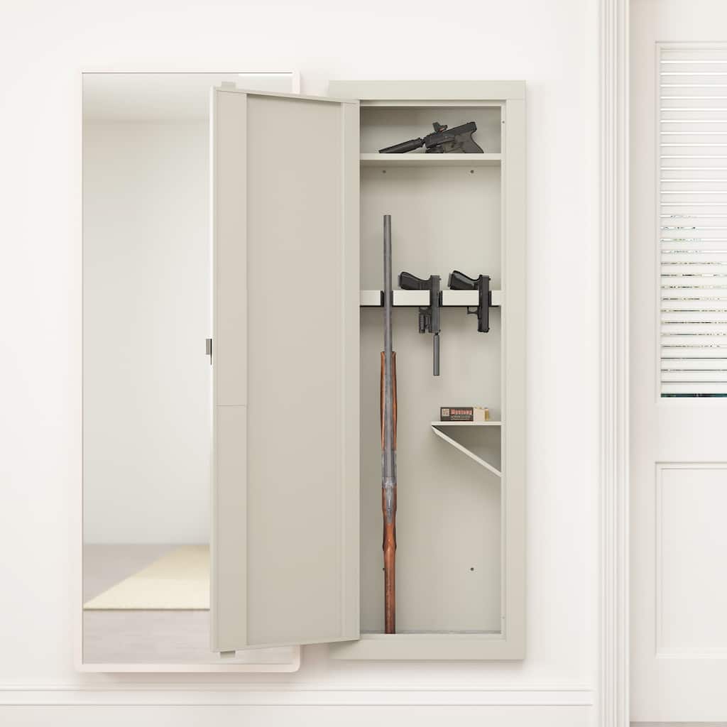 Wall Gun Safe, Gun Safes for Home, Wall Safes Between The Studs, Quick-Access Rifle Safe with Removable Shelf