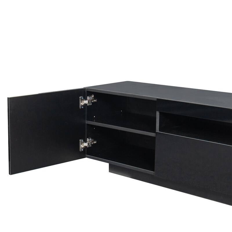 Modern 78.74" TV Stand with LED Lights and Storage Cabinet