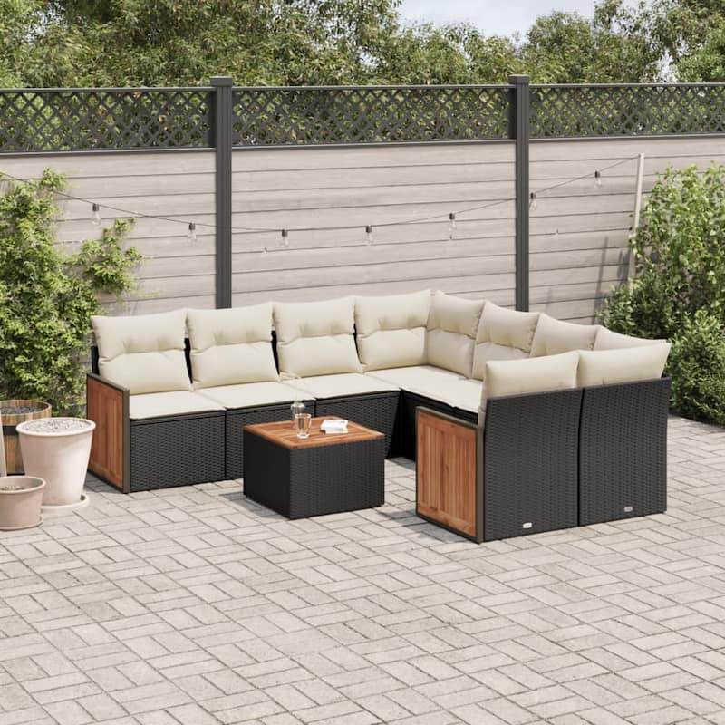 vidaXL Garden Sofa Set Black - 21.7 x 21.7 x 14.6 in