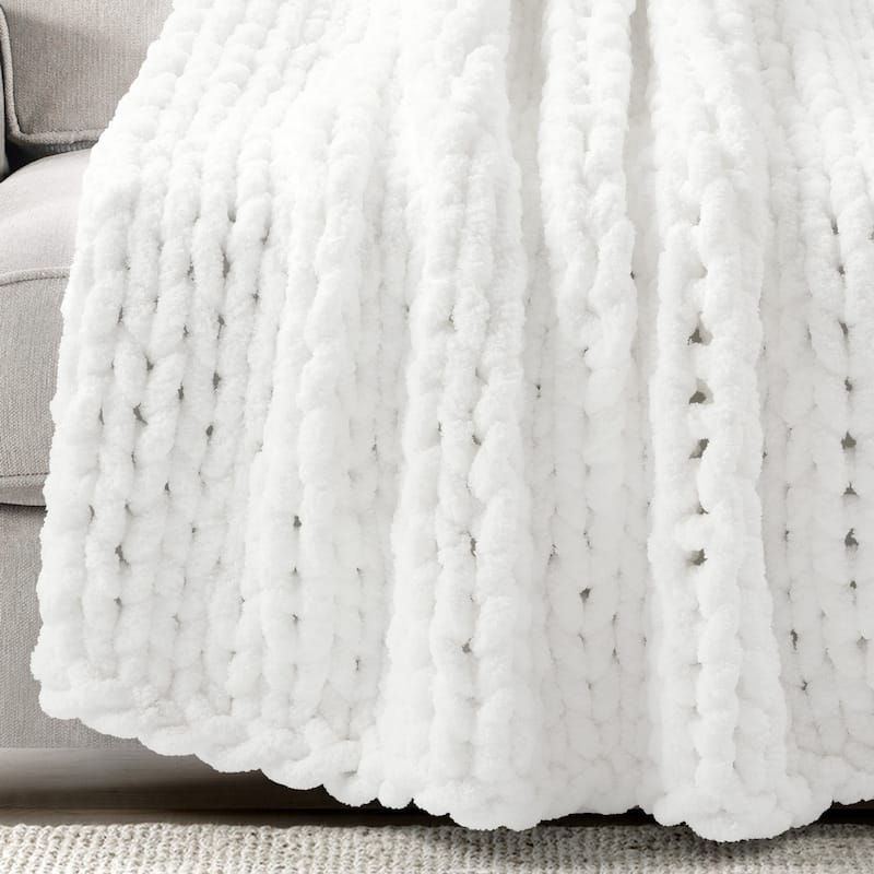 Lush Decor Hygge Ultra Soft Cozy Chenille Chunky Knit Throw