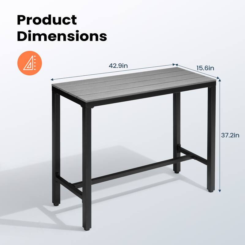 VredHom Outdoor Bar Table Rectangular Pub Table