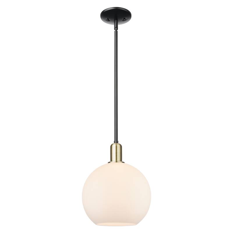 Innovations Lighting Endless Possibilities Arcadia - Athens - 1 Light 10" Stem Hung Mini Pendant - Black Antique Brass/Matte White