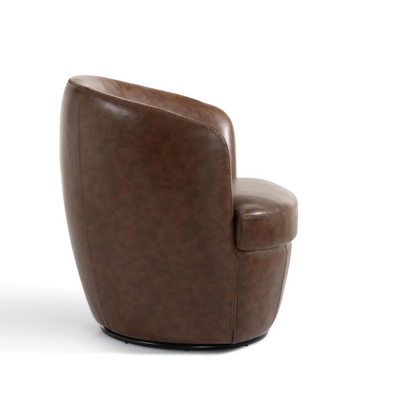 32" Wide PU Leather Swivel Barrel Chair with Metal Base