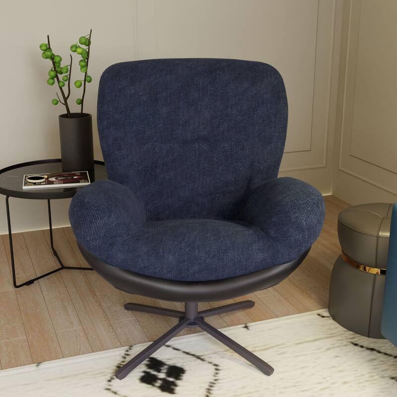 Modern Chenille 360° Swivel Office Chair with Metal Base Frame